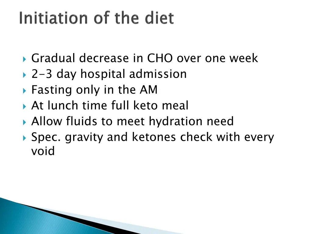 gradual decrease in cho over one week