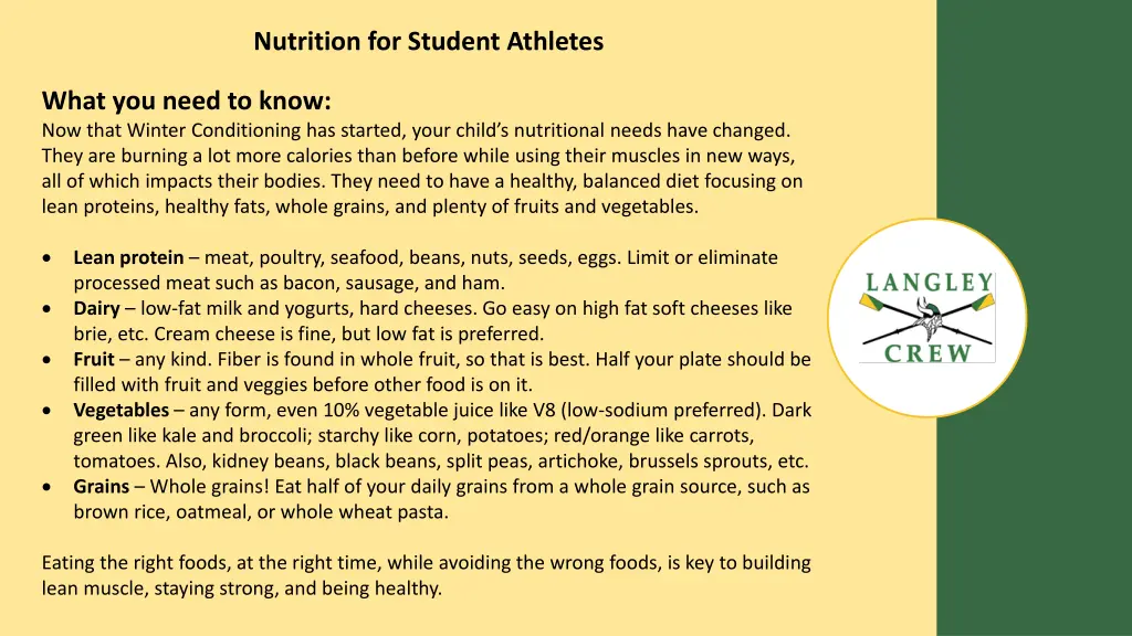 nutrition for student athletes