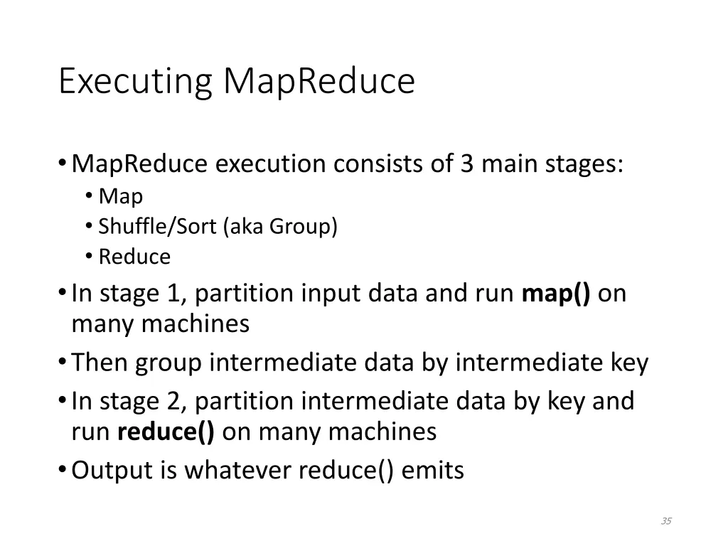 executing mapreduce