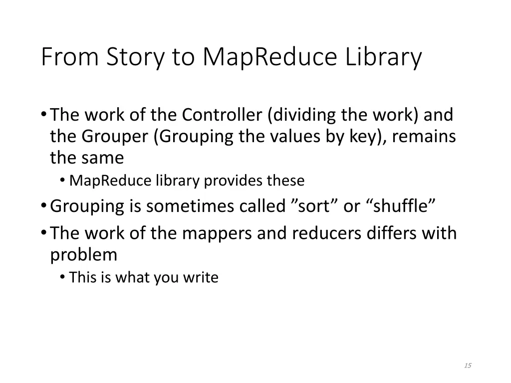 from story to mapreduce library