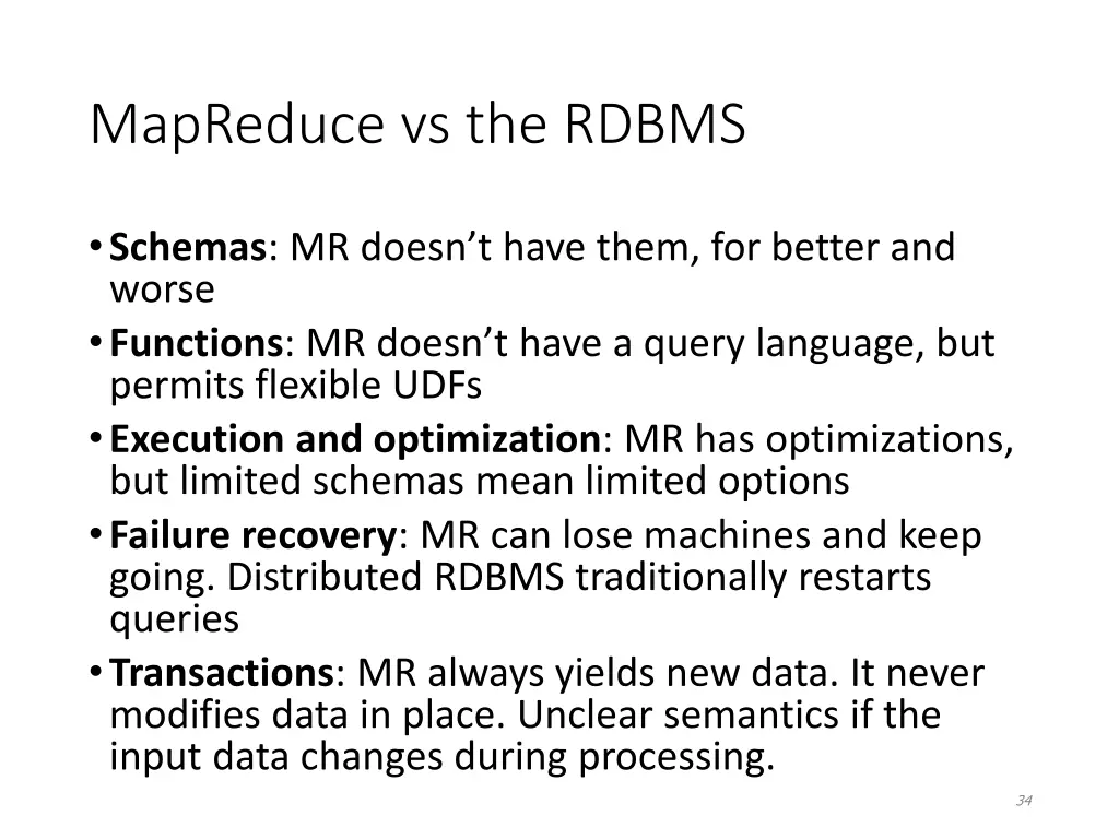 mapreduce vs the rdbms