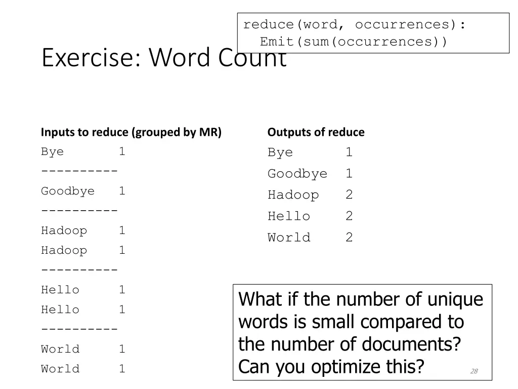 reduce word occurrences emit sum occurrences