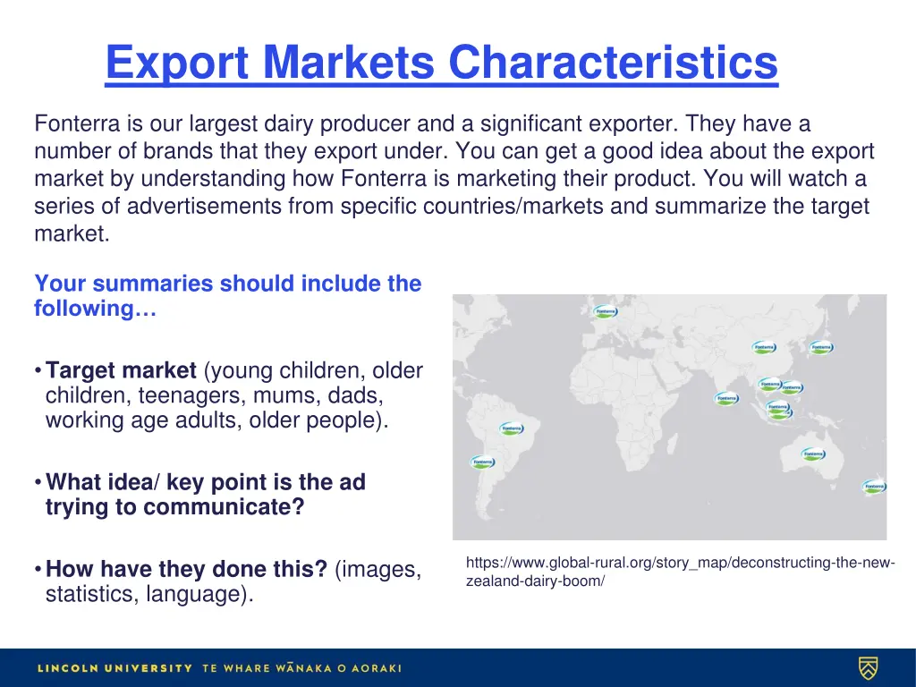 export markets characteristics