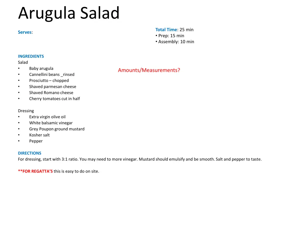 arugula salad