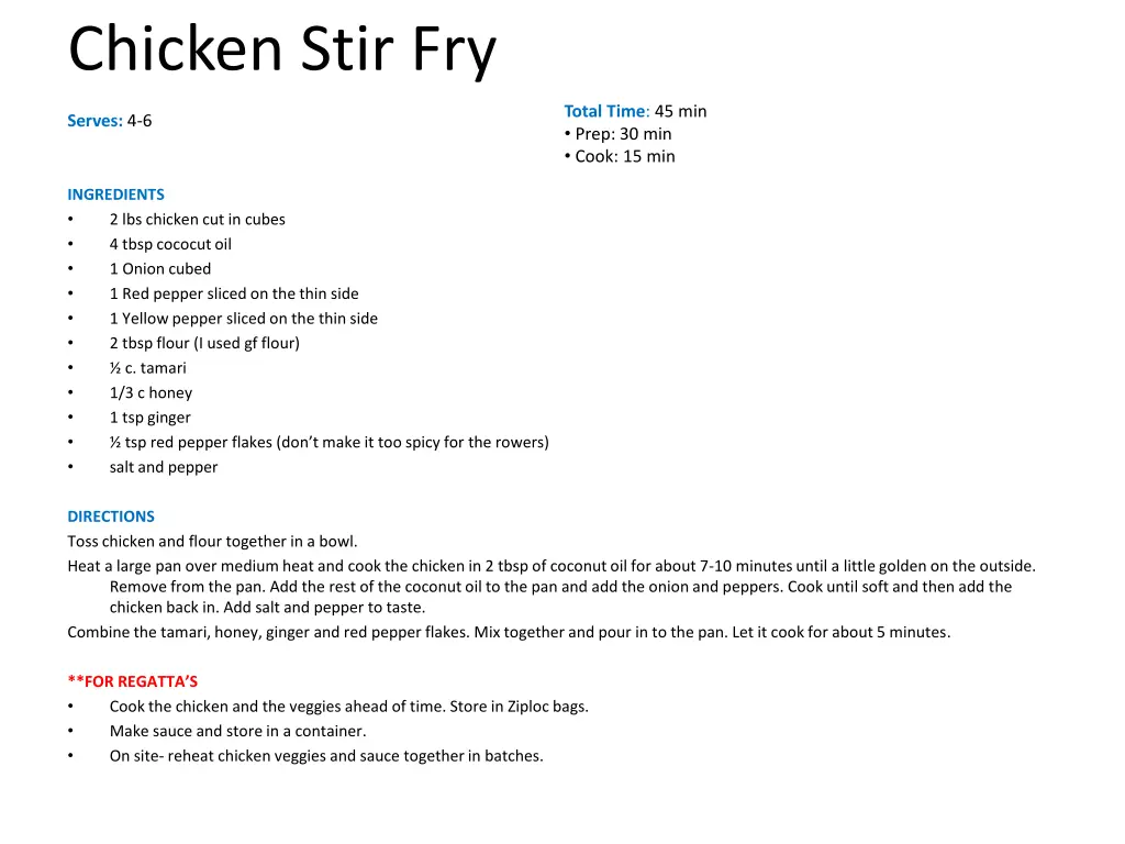 chicken stir fry