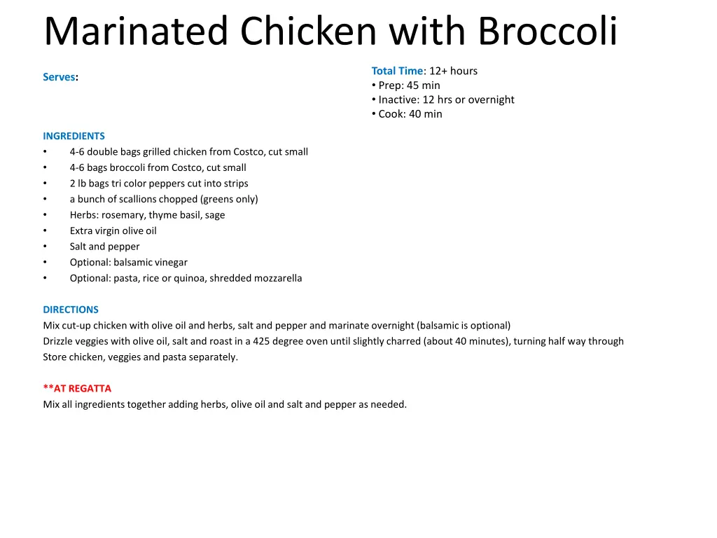 marinated chicken with broccoli