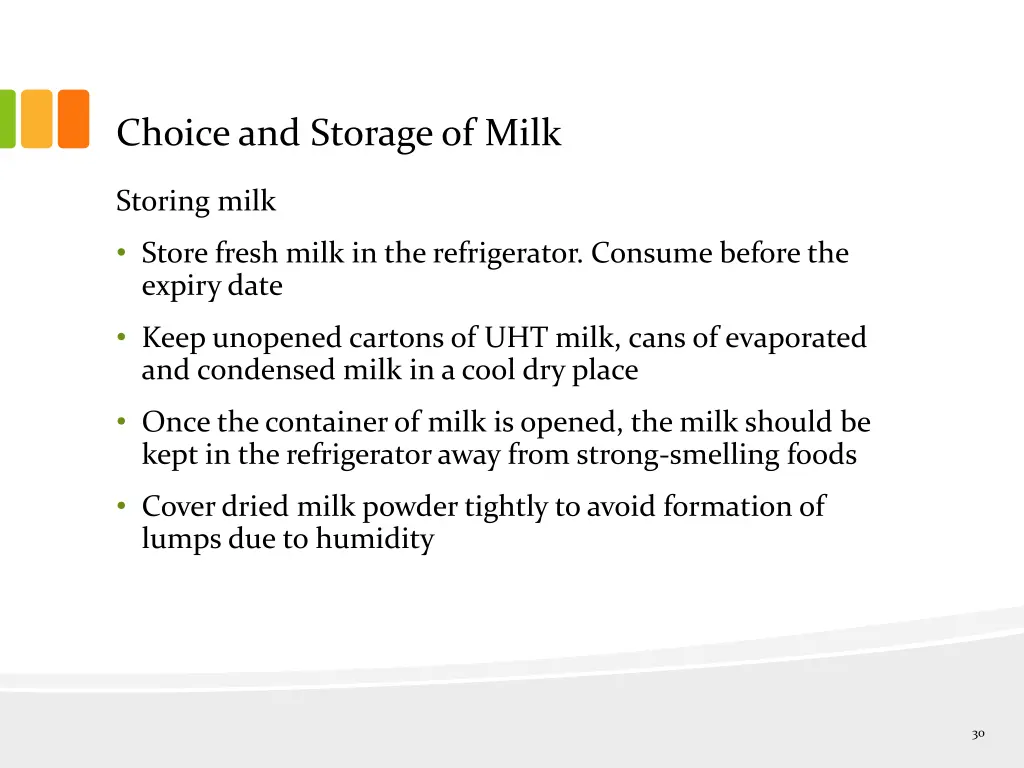 choice and storage of milk 1