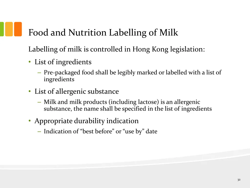 food and nutrition labelling of milk