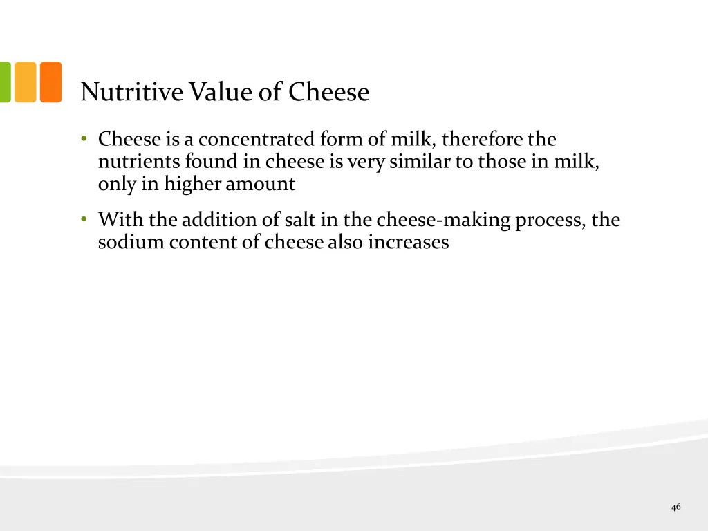 nutritive value of cheese