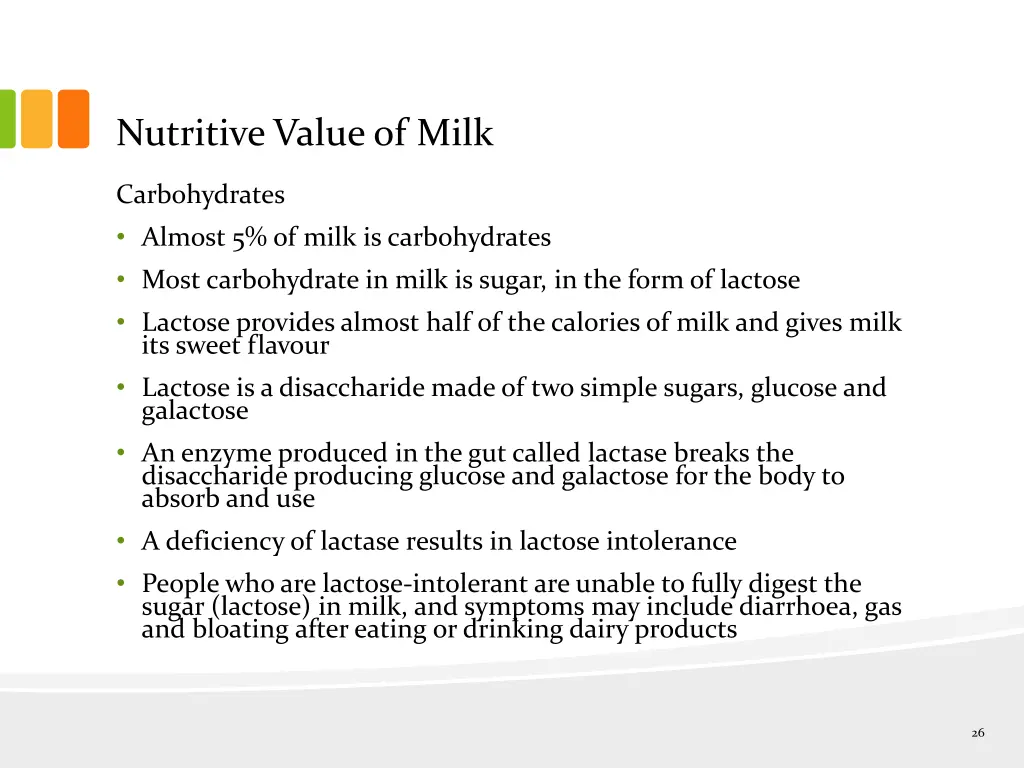 nutritive value of milk 2