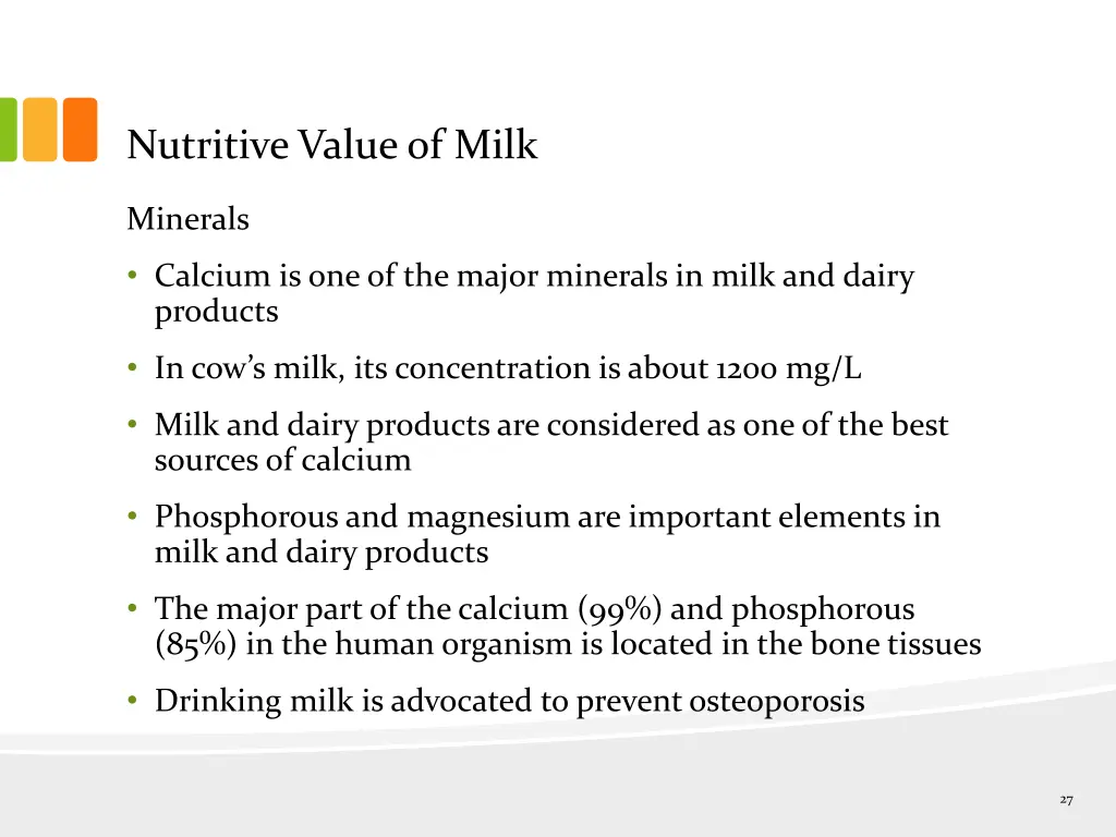 nutritive value of milk 3