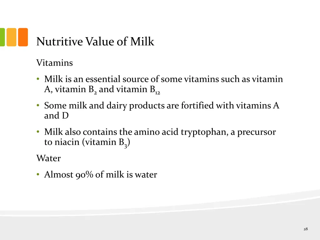 nutritive value of milk 4