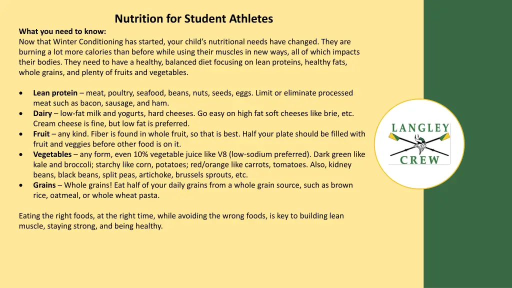 nutrition for student athletes