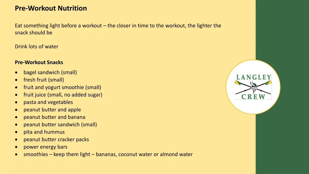 pre workout nutrition