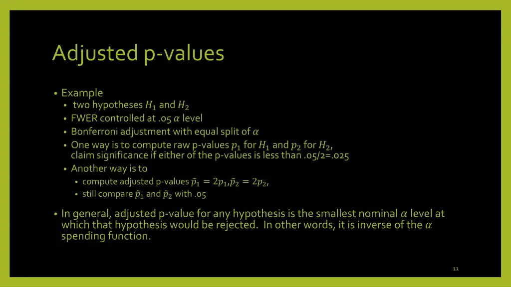 adjusted p values