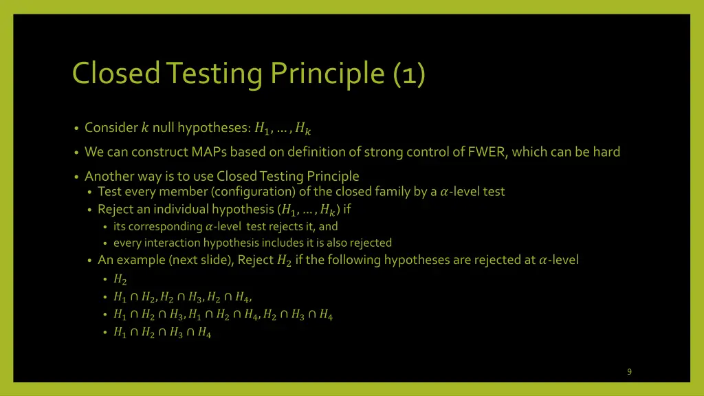 closed testing principle 1