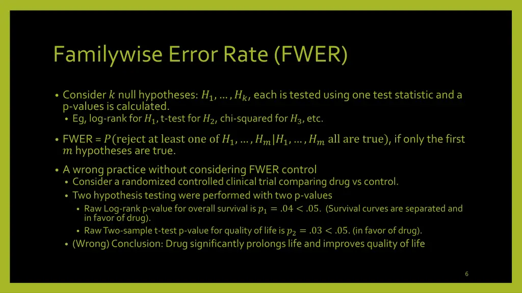 familywise error rate fwer