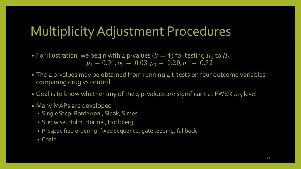 multiplicity adjustment procedures