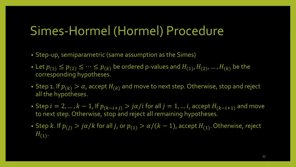 simes hormel hormel procedure