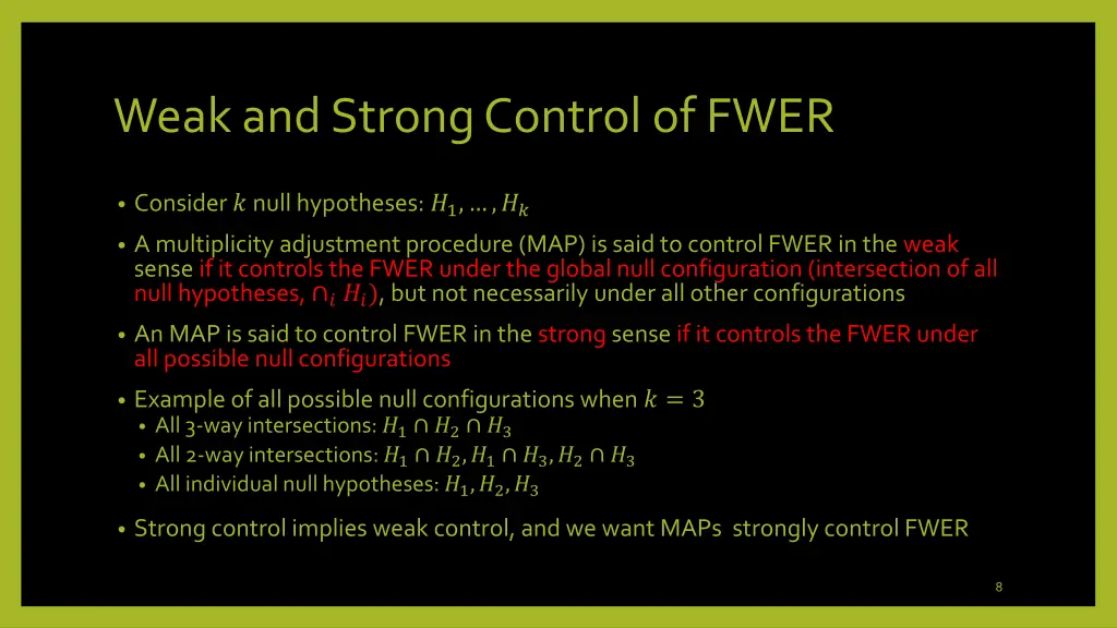 weak and strong control of fwer