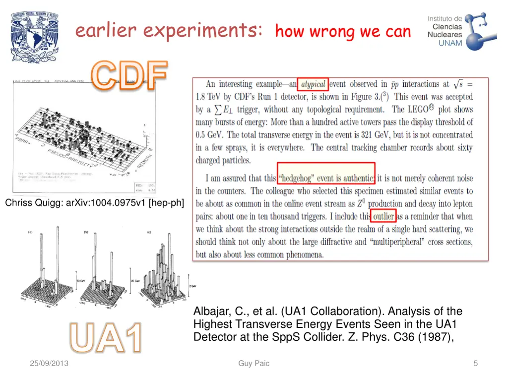 from earlier experiments how wrong we can be