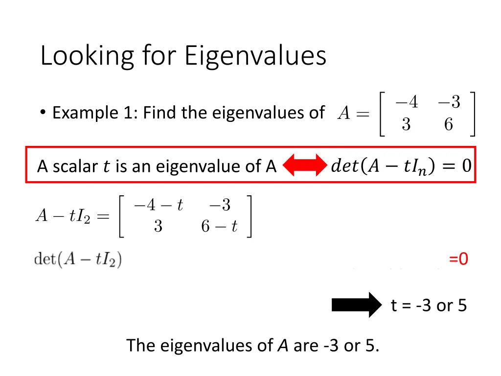 looking for eigenvalues 1