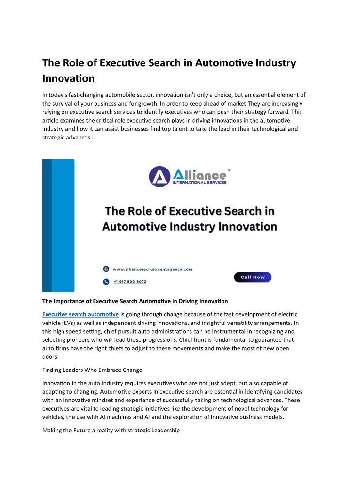 the role of executive search in automotive