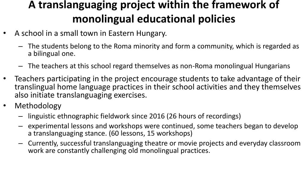 a translanguaging project within the framework