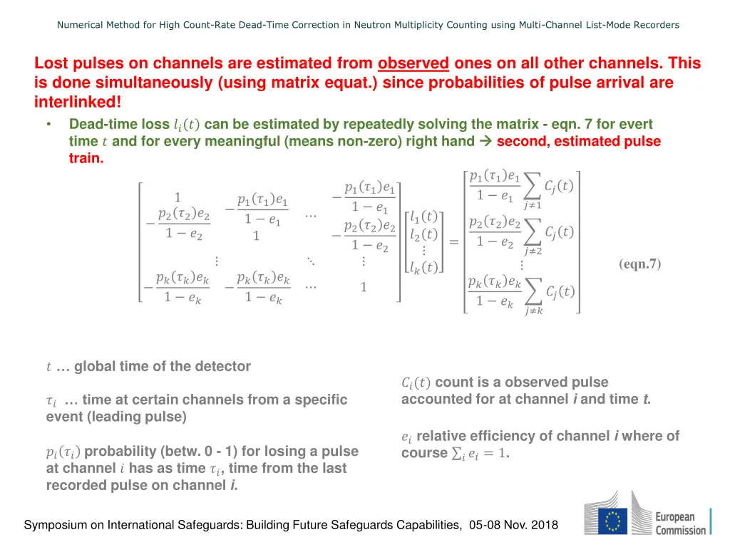 numerical method for high count rate dead time 1