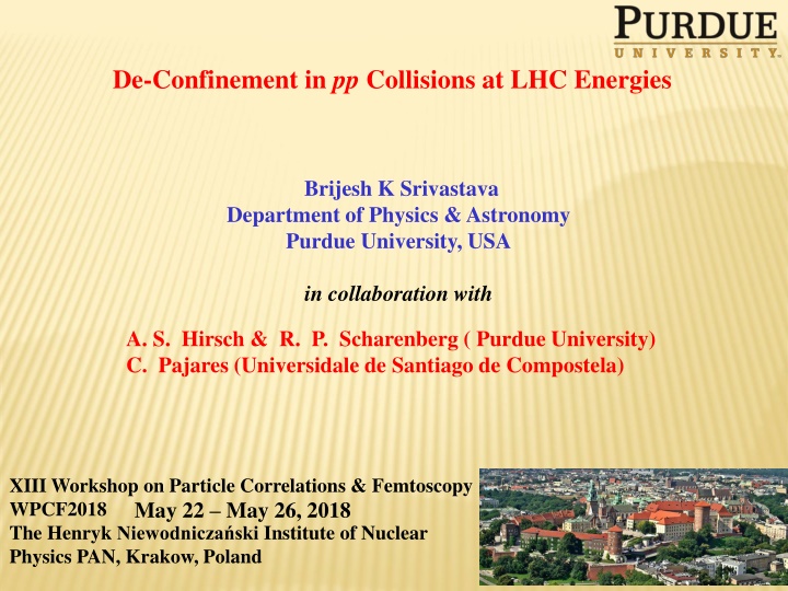 de confinement in pp collisions at lhc energies