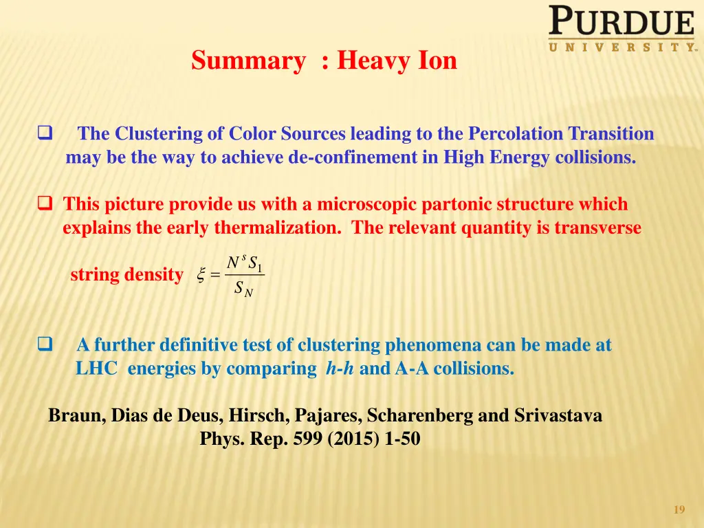 summary heavy ion