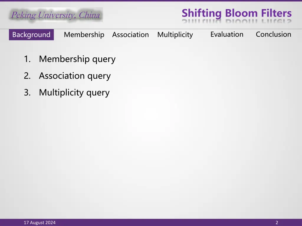 shifting bloom filters