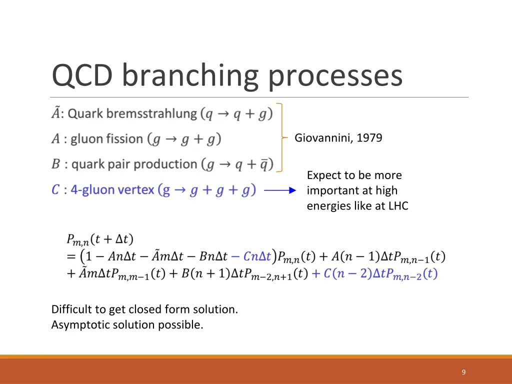 qcd branching processes 1