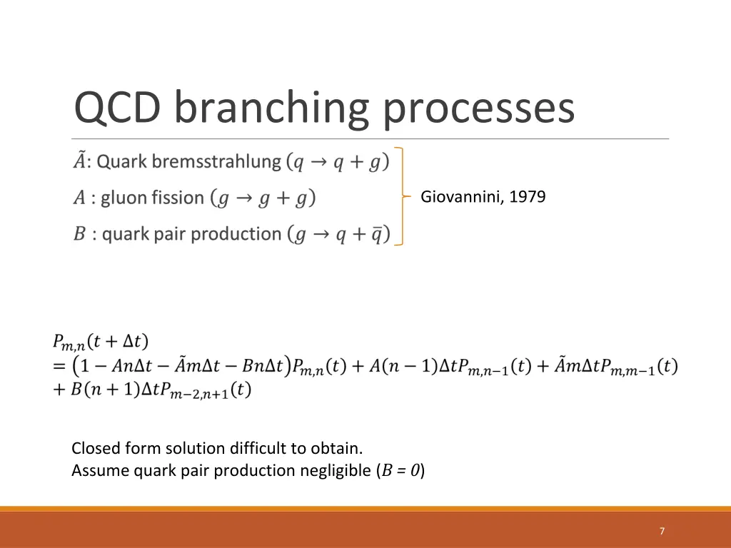 qcd branching processes