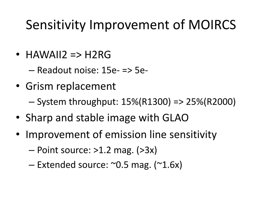 sensitivity improvement of moircs