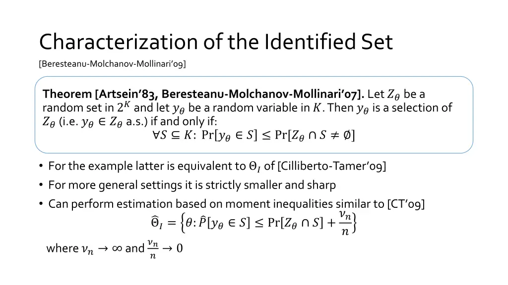 characterization of the identified set beresteanu 1