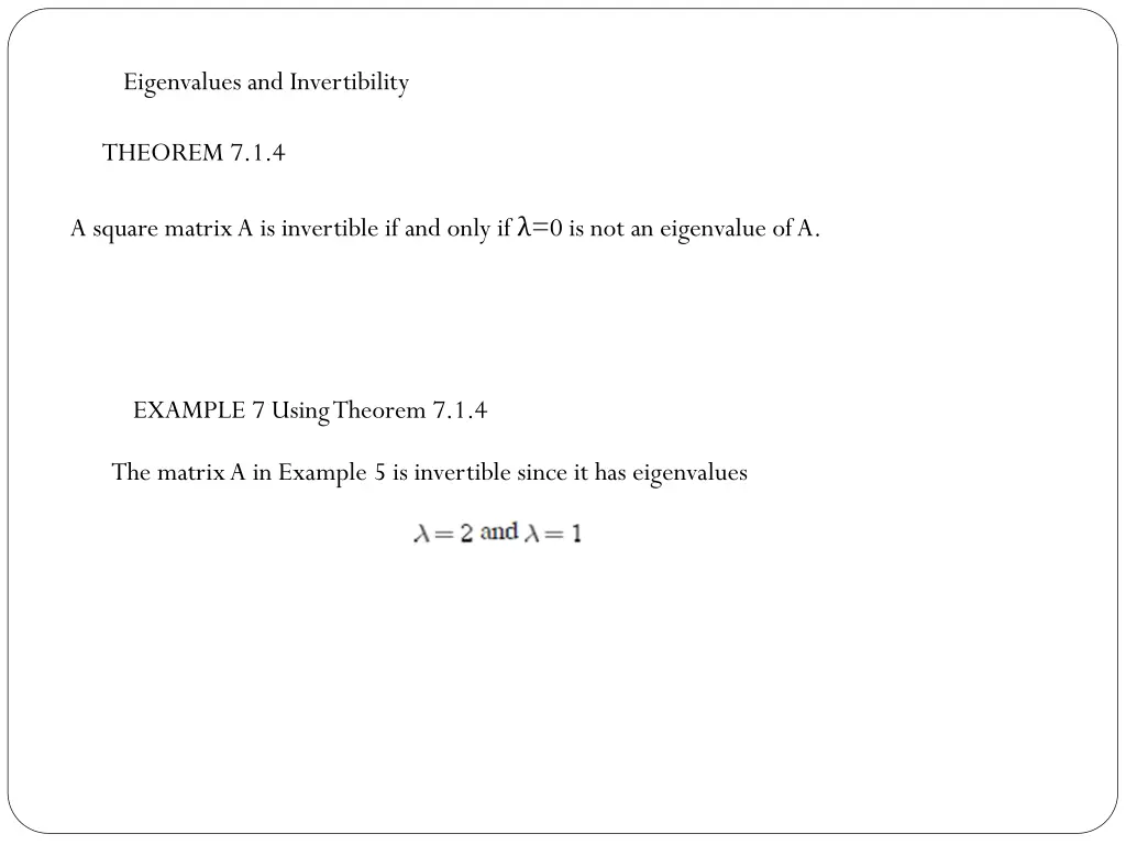 eigenvalues and invertibility