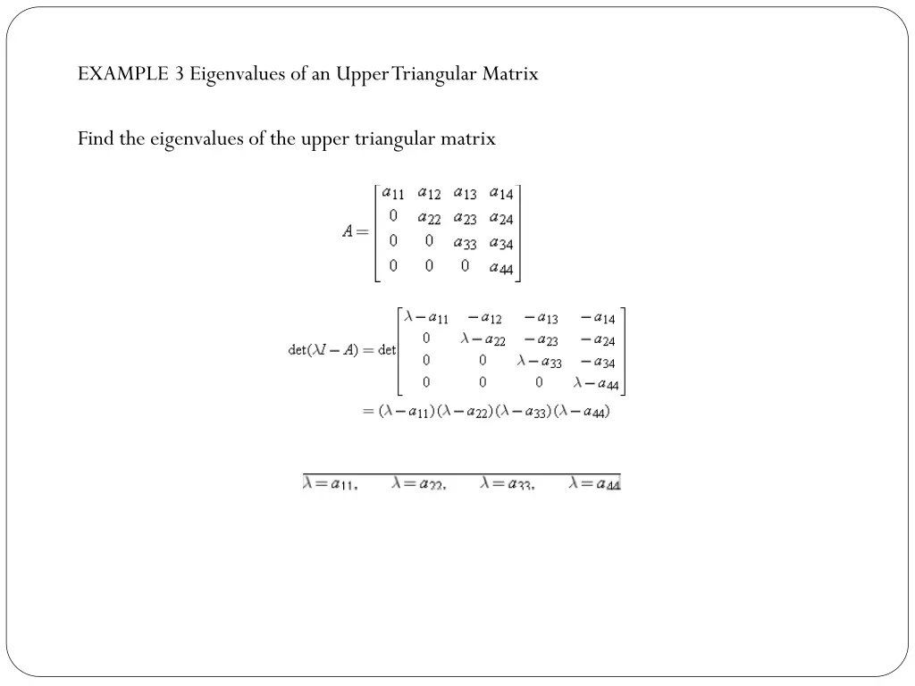 example 3 eigenvalues of an upper triangular