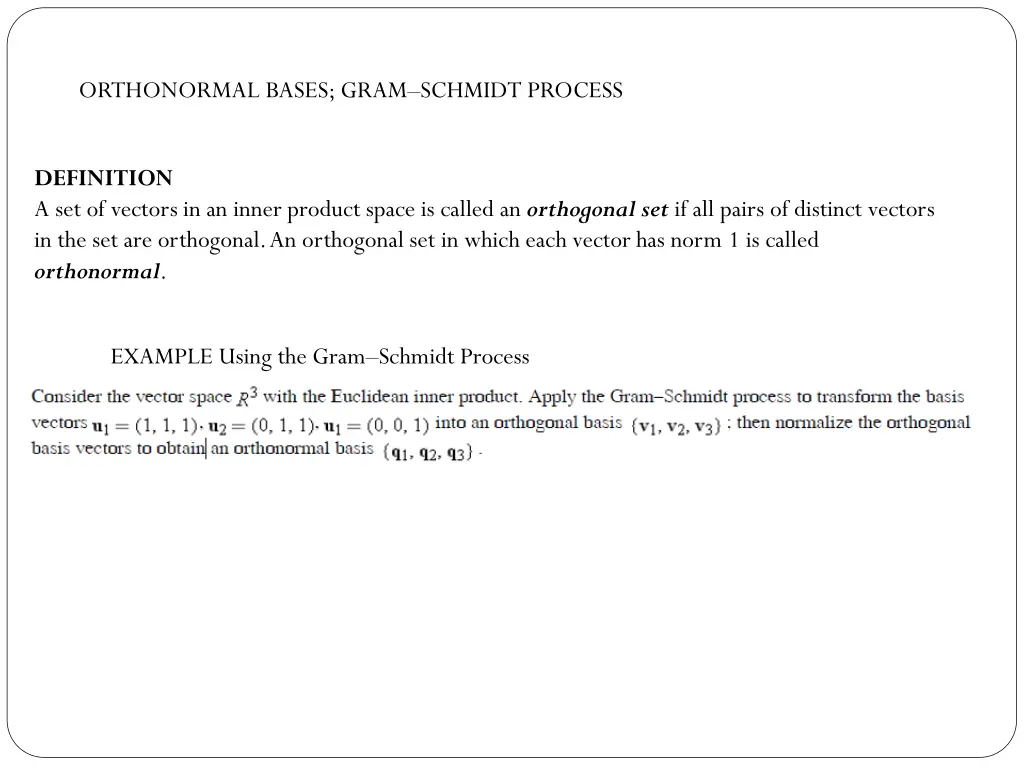 orthonormal bases gram schmidt process