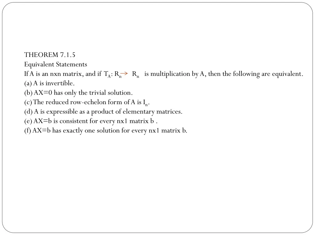 theorem 7 1 5 equivalent statements