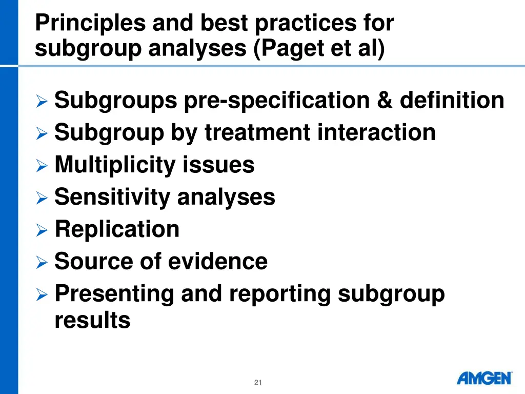 principles and best practices for subgroup