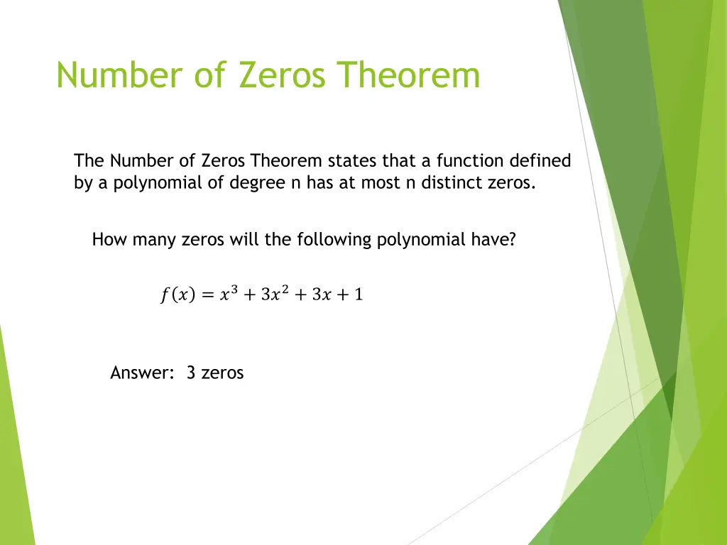 number of zeros theorem