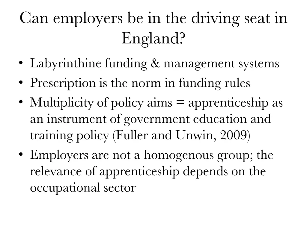 can employers be in the driving seat in england