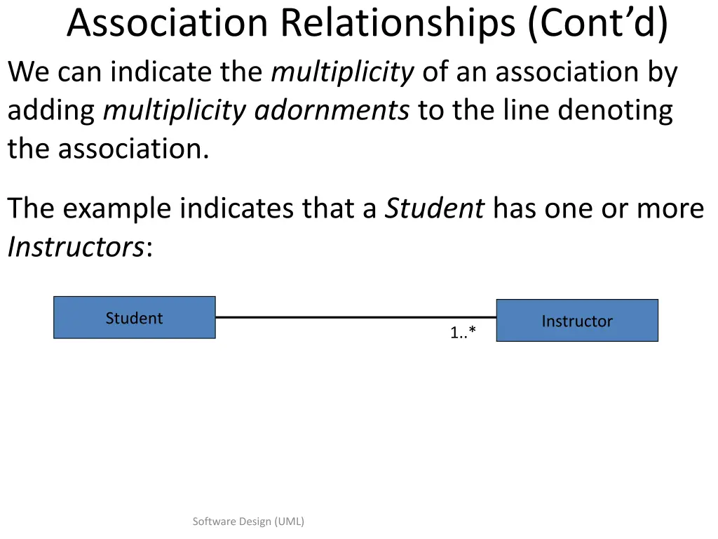 association relationships cont d we can indicate