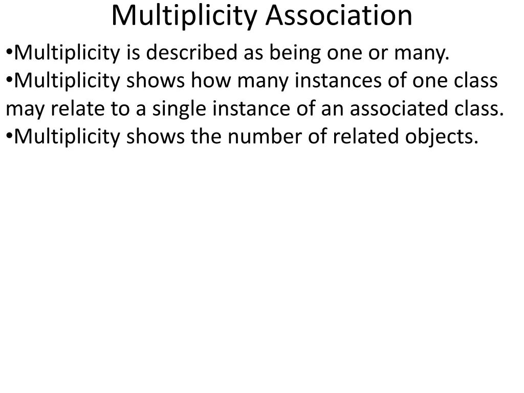 multiplicity association multiplicity