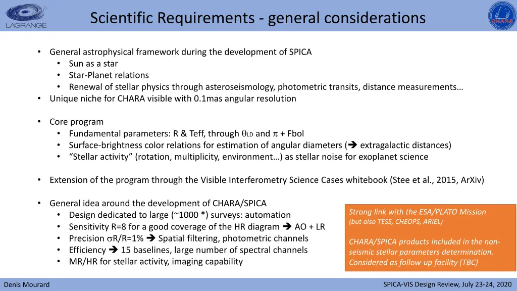 scientific requirements general considerations