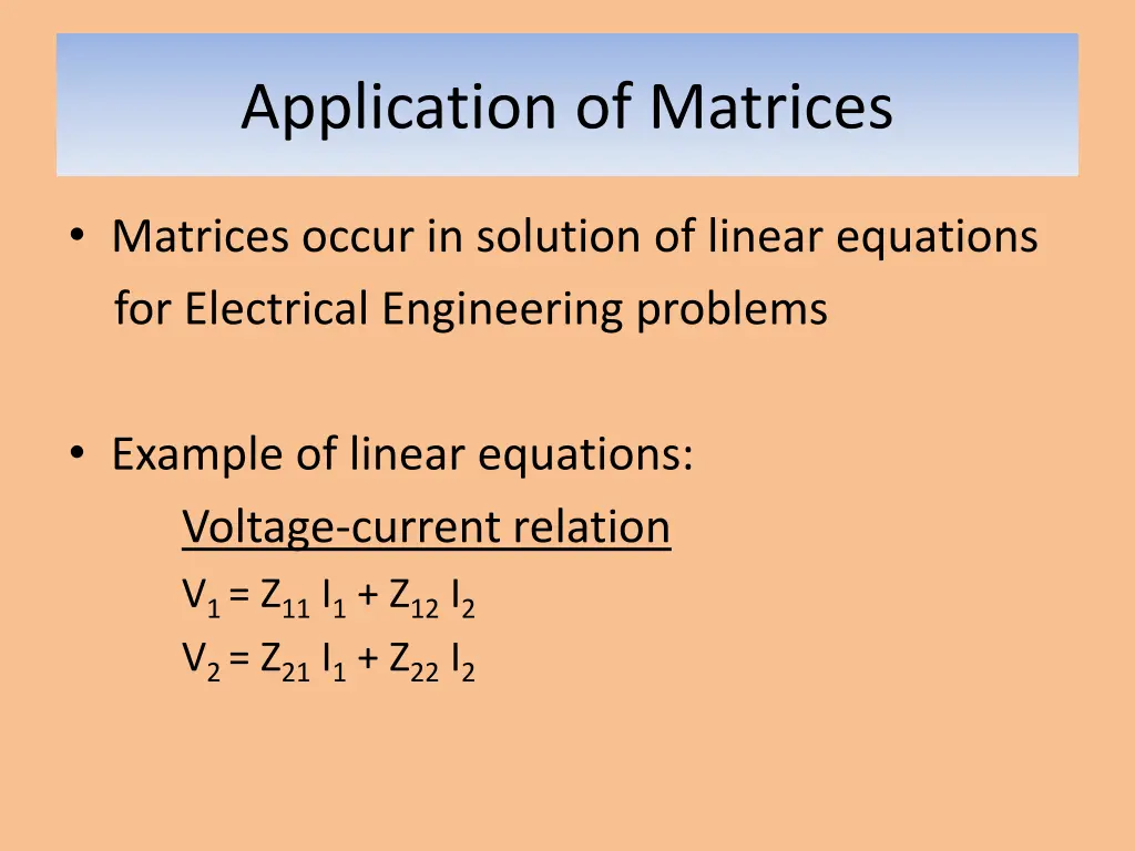 application of matrices