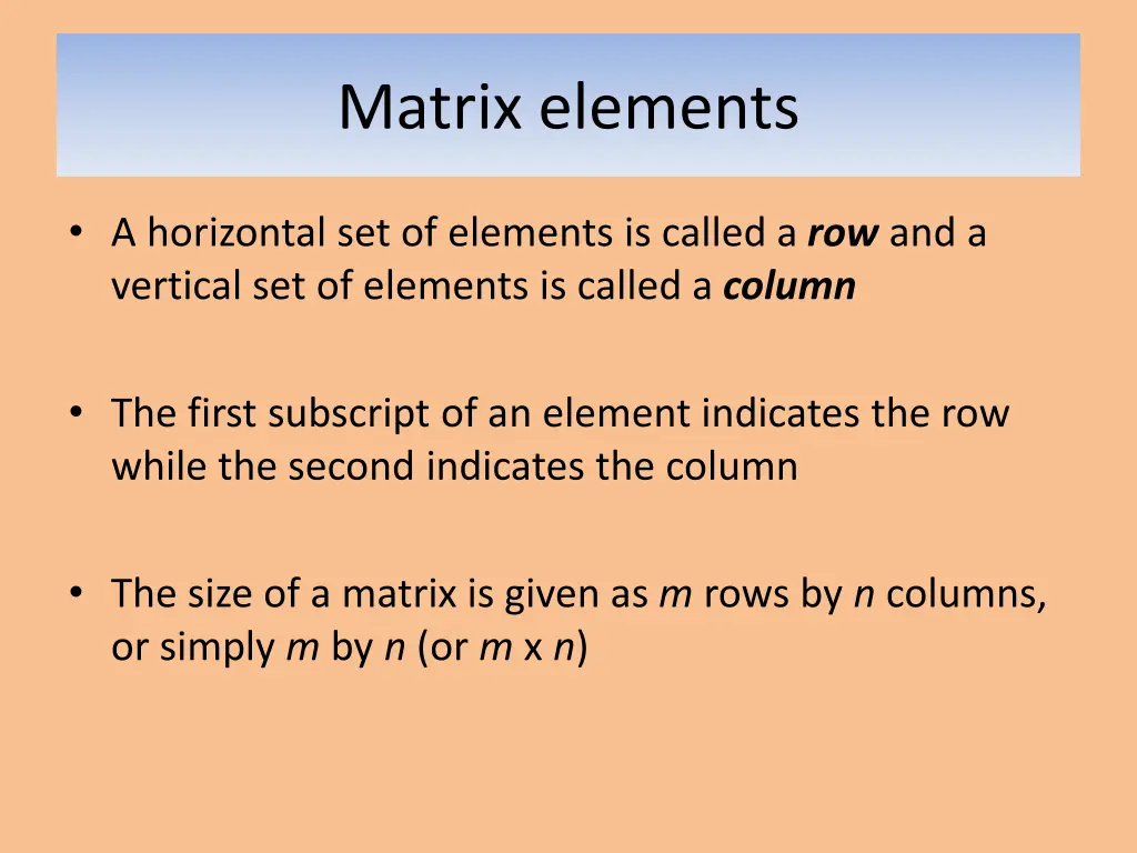 matrix elements