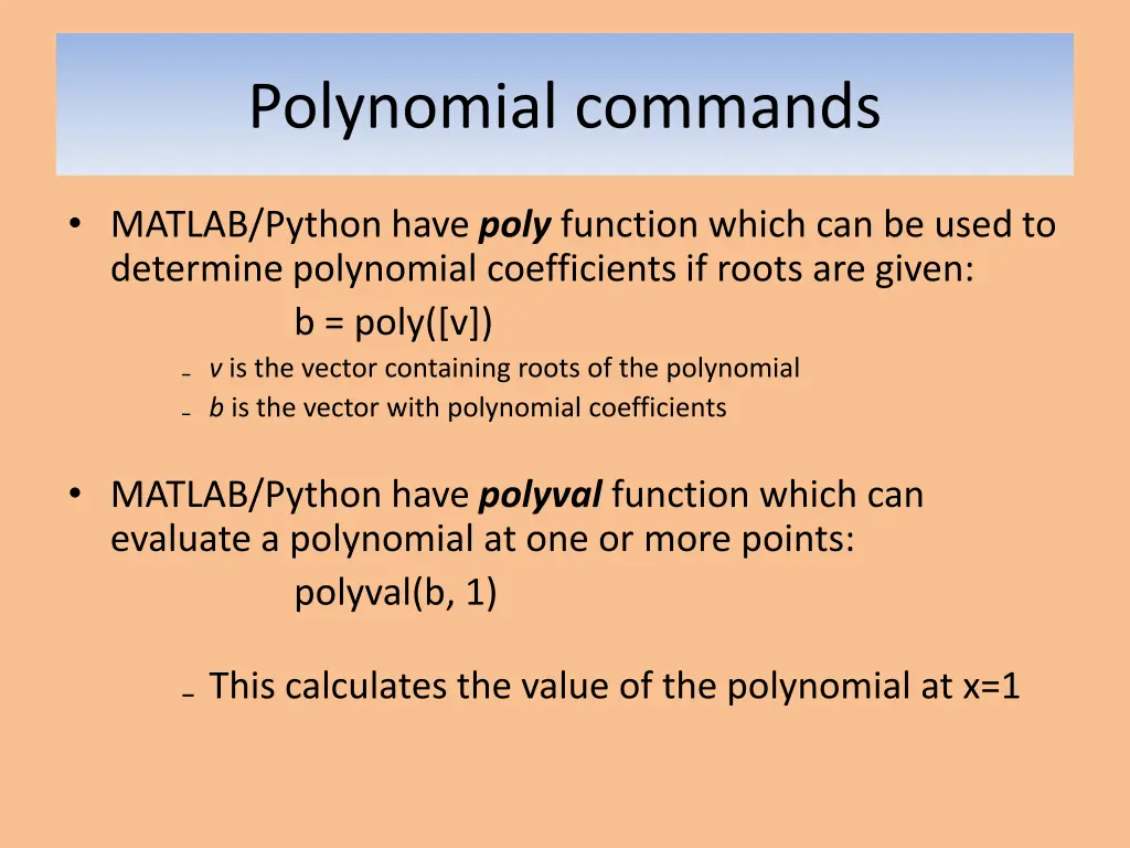 polynomial commands