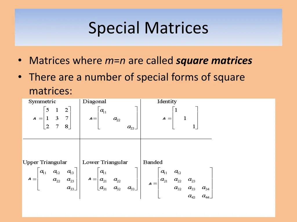 special matrices